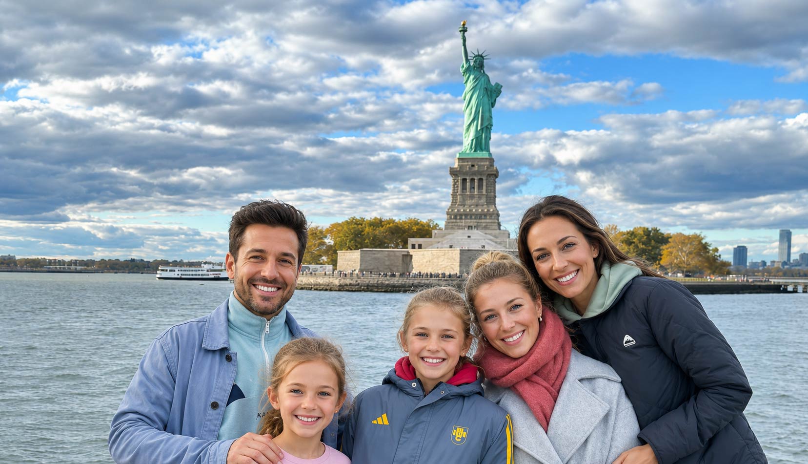 Family celebrating Father’s Day on a NYC sightseeing cruise